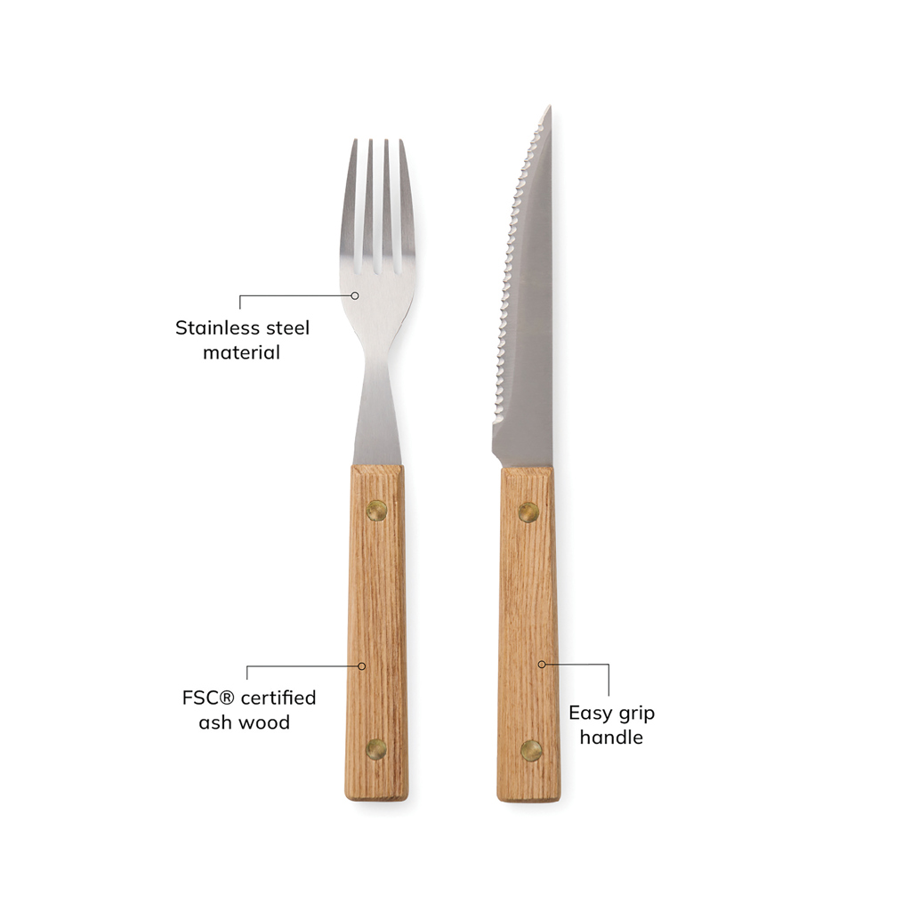 Set de cubiertos personalizado VINGA Paso para barbacoa de madera FSC y acero - Otros accesorios cocina - Regalo Promocional Personalizado - imagen 4