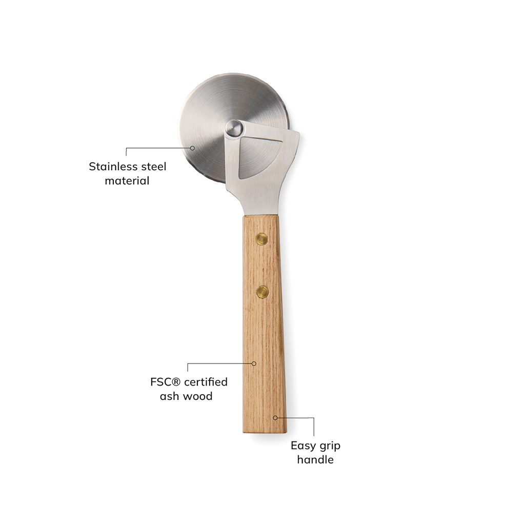 Cortador de pizza personalizado VINGA Paso de madera FSC y acero inoxidable - Otros accesorios cocina - Regalo Promocional Personalizado - imagen 5