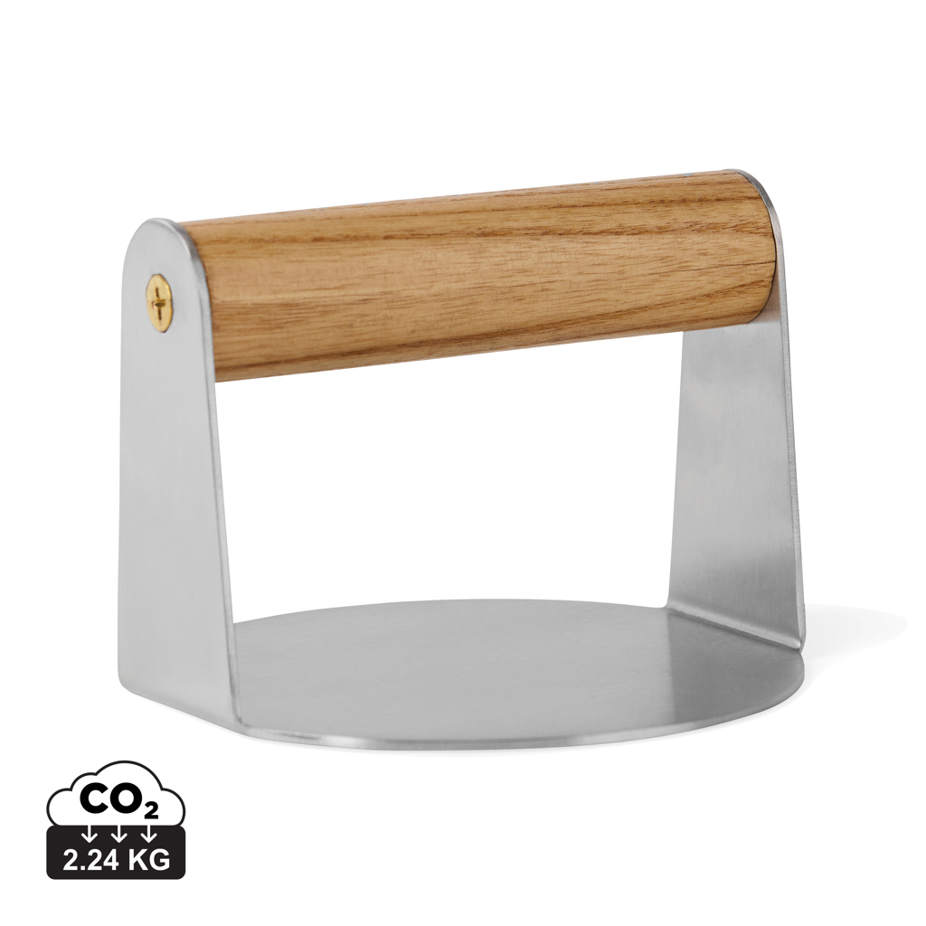 Prensa hamburguesa personalizada VINGA Paso hamburguesas de acero inoxidable y madera FSC - Otros accesorios cocina - Regalo Promocional Personalizado