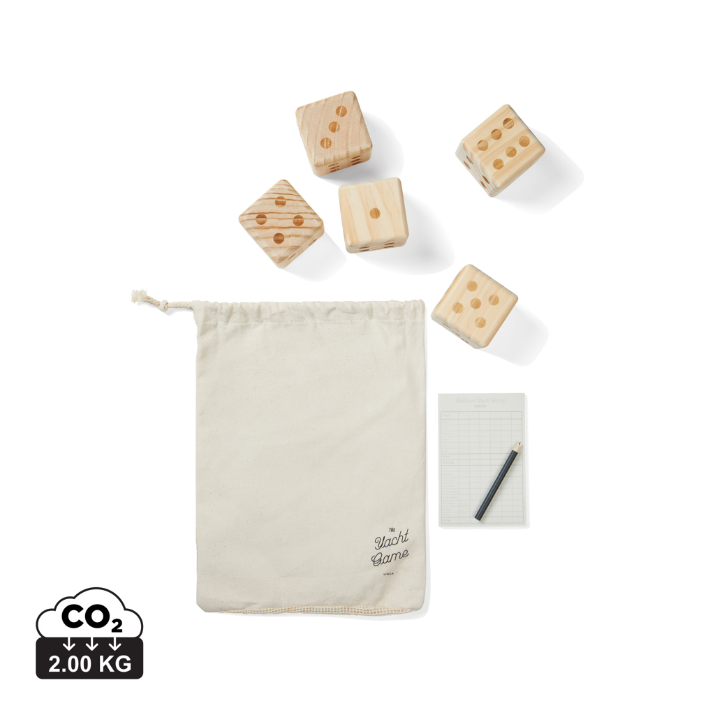 Juego de dados personalizado VINGA de madera FSC - Verano - Regalo Promocional Personalizado