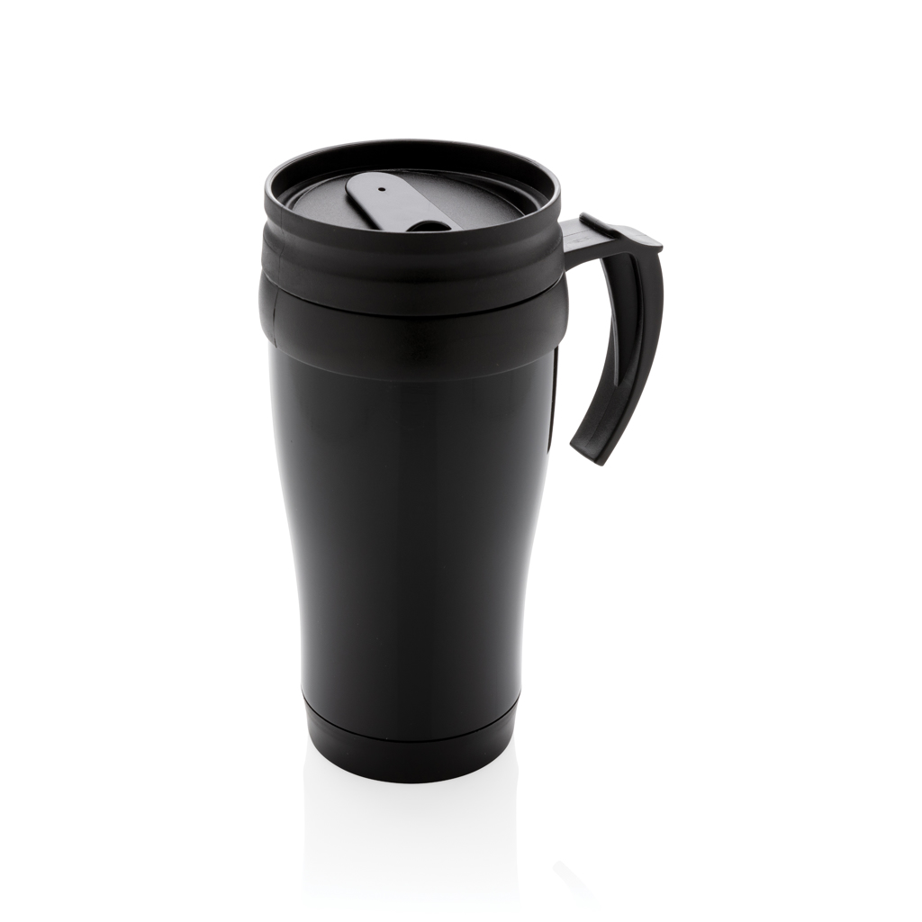 Taza de acero inoxidable personalizada con asa ABS negro - Tazas y vasos personalizados - Regalo Promocional Personalizado - vista alternativa