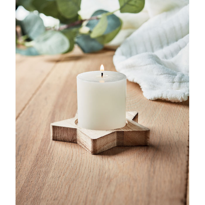 Portavelas Lotus de madera con vela aromática - Navidad - Regalo Promocional Personalizado - imagen 4