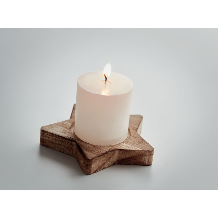 Portavelas Lotus de madera con vela aromática - Navidad - Regalo Promocional Personalizado - imagen 5