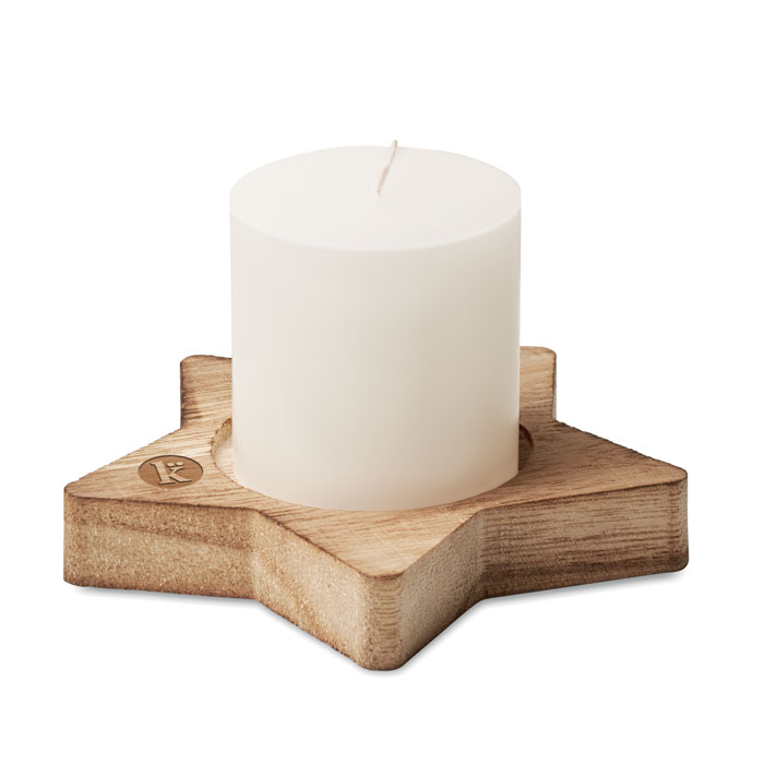 Portavelas Lotus de madera con vela aromática - Navidad - Regalo Promocional Personalizado - imagen 3