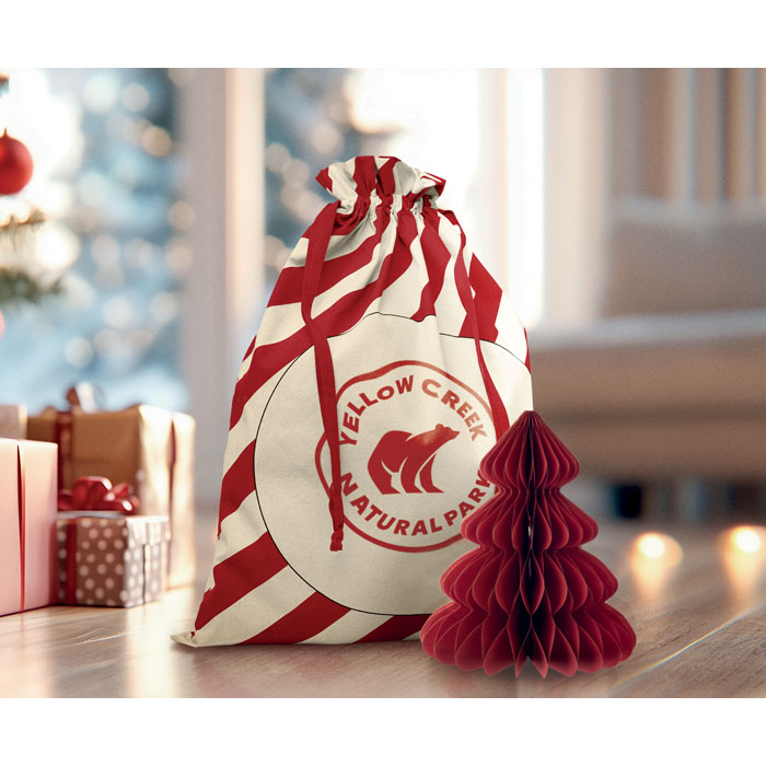 LAUKKU Bolsa grande algodón Papá Noel - Navidad - Regalo Promocional Personalizado - imagen 4