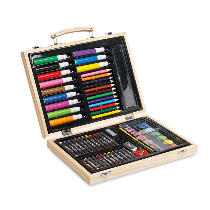 Set de pinturas Genio 66 piezas en caja de madera - Niños y Juegos - Regalo Promocional Personalizado - imagen 4