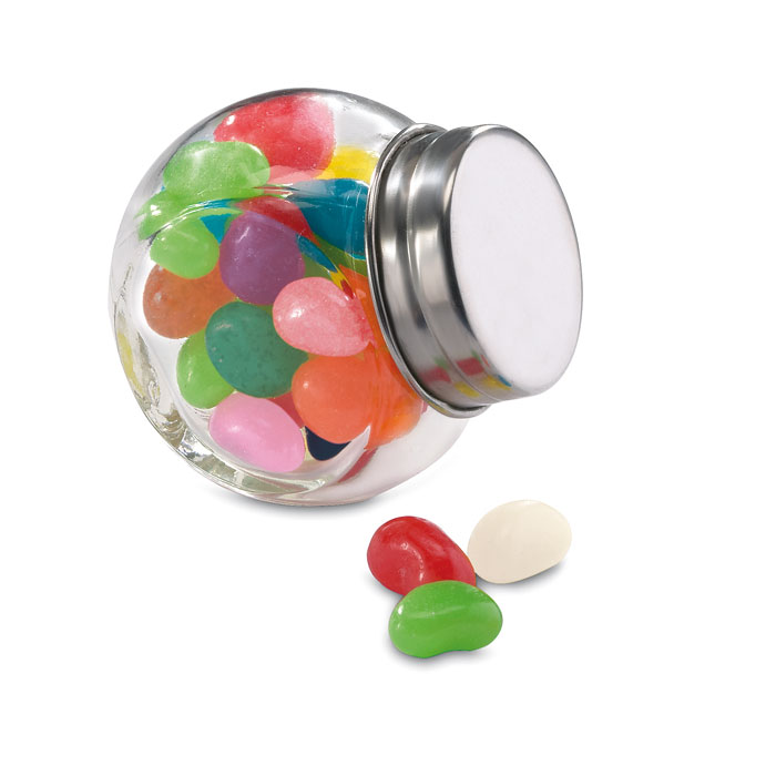 Bote Beandy cristal con caramelos - Caramelos personalizados - Regalo Promocional Personalizado - vista alternativa