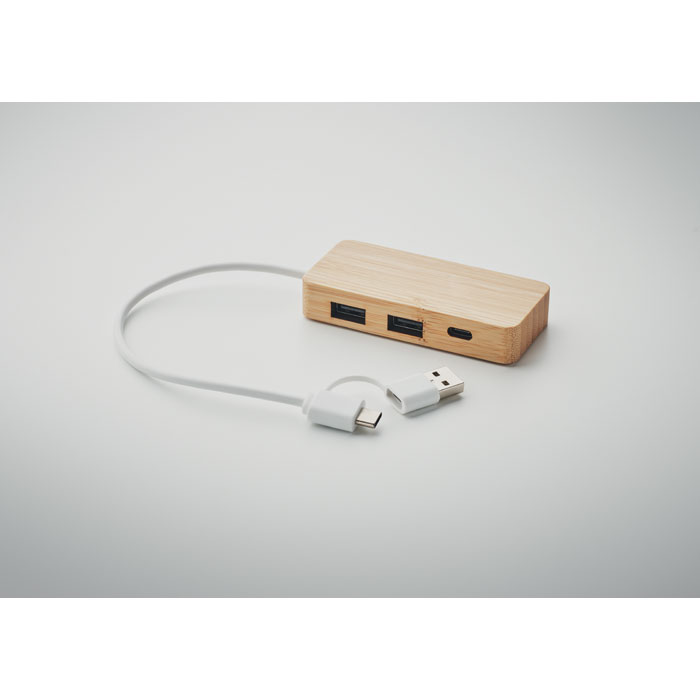 HUBBAM HUB USB de 3 puertos de bambú - Tecnología - Regalo Promocional Personalizado - imagen 5