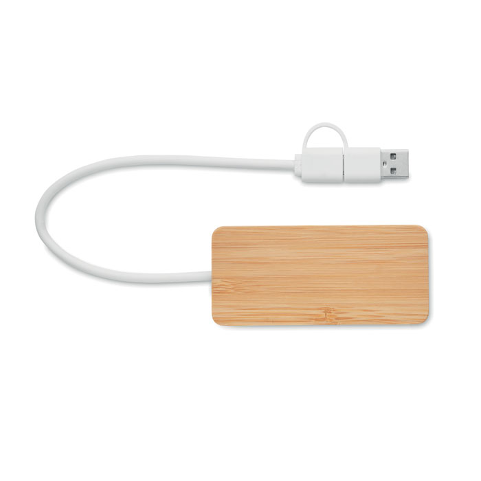 HUBBAM HUB USB de 3 puertos de bambú - Tecnología - Regalo Promocional Personalizado - imagen 3