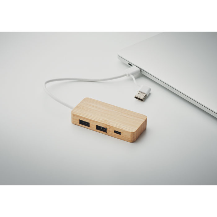 HUBBAM HUB USB de 3 puertos de bambú - Tecnología - Regalo Promocional Personalizado - imagen 7