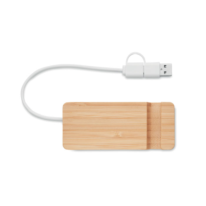 Hub USB de 4 puertos en bambú HUBSTAND personalizado - Tecnología - Regalo Promocional Personalizado - imagen 2