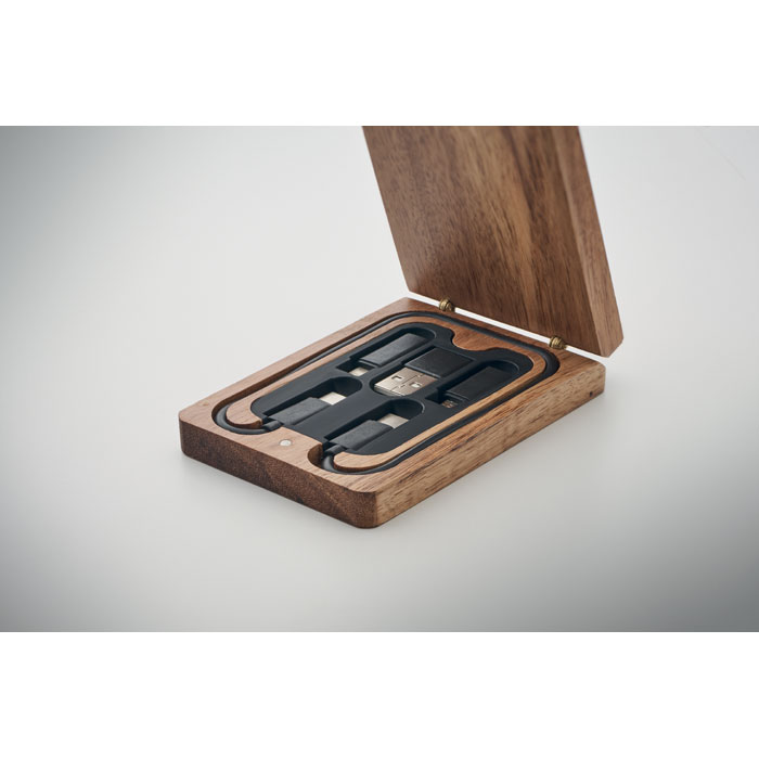 Juego de cables 3 en 1 en caja madera VERSA personalizado - Tecnología - Regalo Promocional Personalizado - imagen 5