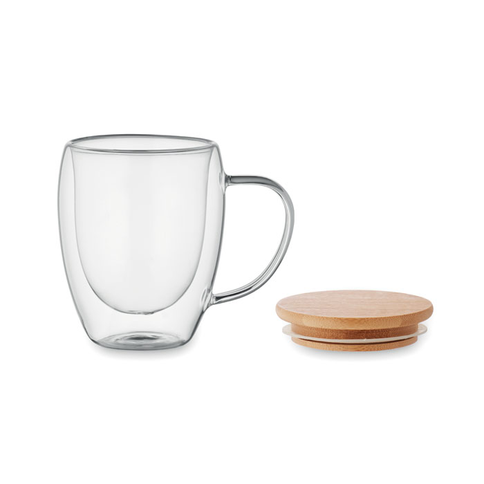 Taza TIRAL Vidrio Borosilicato Doble Pared 250ml Bambú - Tazas y vasos personalizados - Regalo Promocional Personalizado - vista alternativa