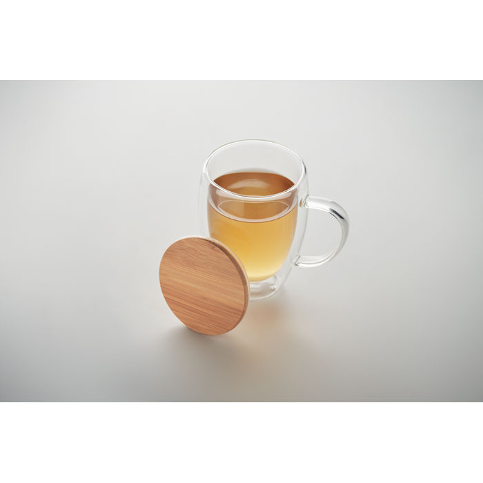 Taza TIRAL Vidrio Borosilicato Doble Pared 250ml Bambú - Tazas y vasos personalizados - Regalo Promocional Personalizado - imagen 4