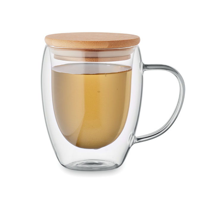 Taza TIRAL Vidrio Borosilicato Doble Pared 250ml Bambú - Tazas y vasos personalizados - Regalo Promocional Personalizado - imagen 3