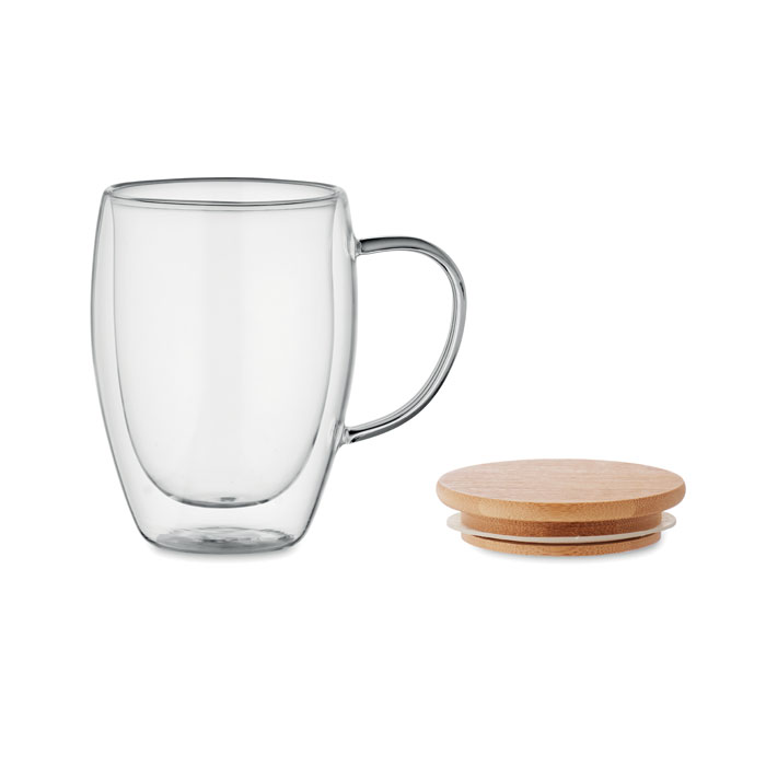 Taza TIROL Vidrio Borosilicato Doble Pared 350ml Bambú - Tazas y vasos personalizados - Regalo Promocional Personalizado - vista alternativa