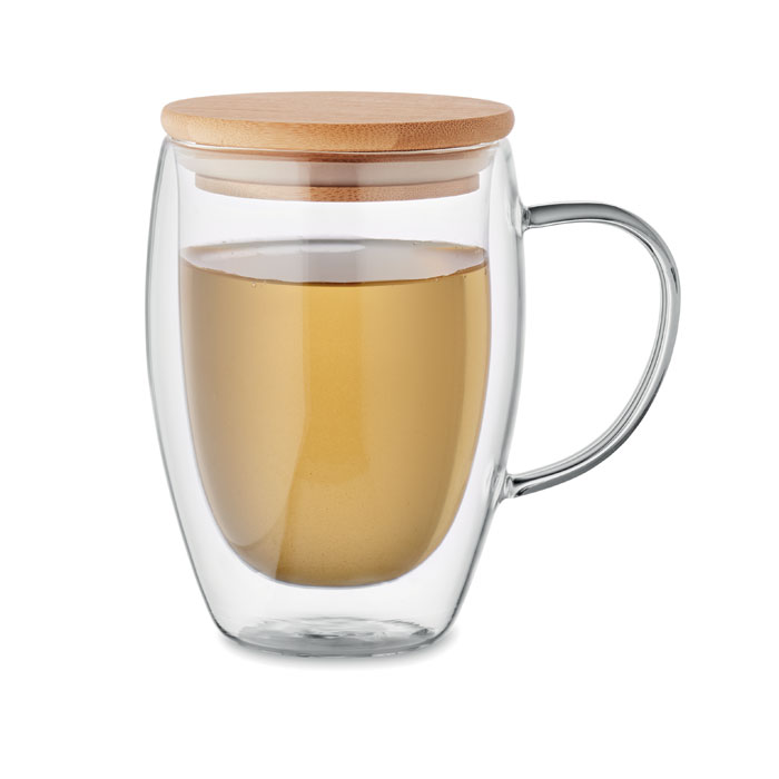 Taza TIROL Vidrio Borosilicato Doble Pared 350ml Bambú - Tazas y vasos personalizados - Regalo Promocional Personalizado - imagen 3