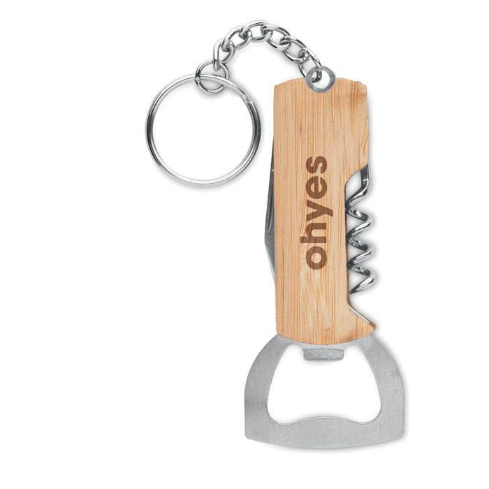 Llavero ALLIN1 Bambú 3en1 Abridor Sacacorchos Navaja - Multiherramientas - Regalo Promocional Personalizado - imagen 4