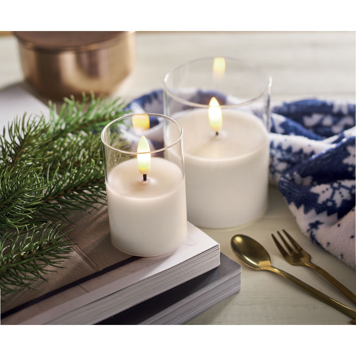 XANDLE+ Vela cera LED soporte cristal - Velas personalizadas - Regalo Promocional Personalizado - imagen 5