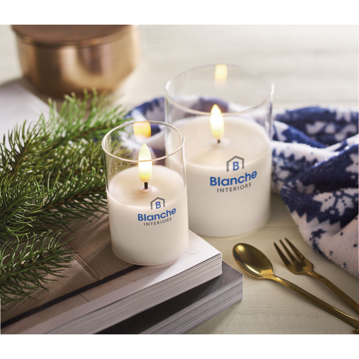 XANDLE+ Vela cera LED soporte cristal - Velas personalizadas - Regalo Promocional Personalizado - imagen 9