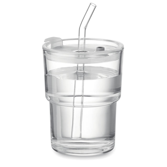 SIP Vaso de cristal con pajita 400m - Tazas y vasos personalizados - Regalo Promocional Personalizado - imagen 3