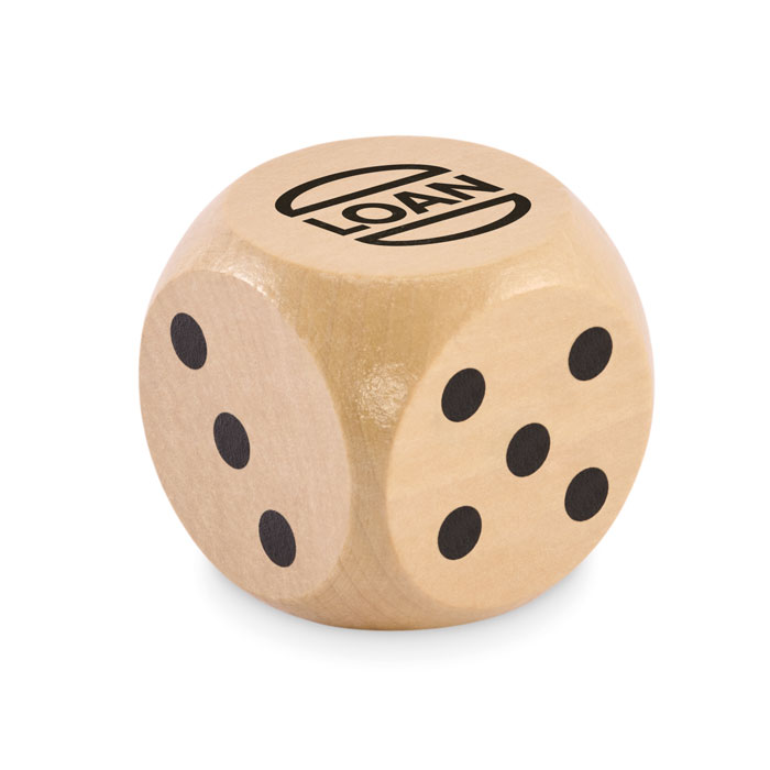 DADO Dados madera Schima 5cm diam. - Niños y Juegos - Regalo Promocional Personalizado - imagen 3