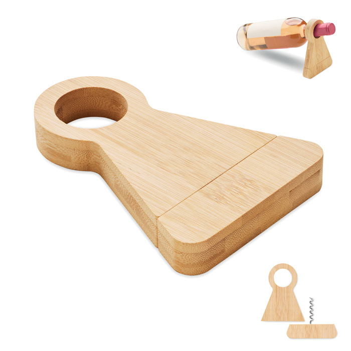 STANDTURN Soporte y abrebotellas bambú - Tecnología - Regalo Promocional Personalizado