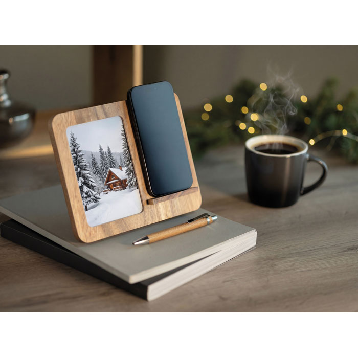 FINWOOD Marco de acacia y cargador 15W - Tecnología - Regalo Promocional Personalizado - imagen 4