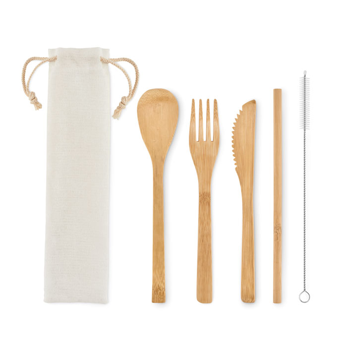 SETSTRAW Set de cubiertos de bambú - Otros accesorios cocina - Regalo Promocional Personalizado - imagen 3