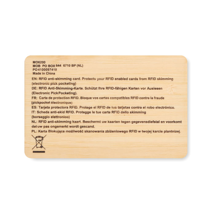 CUSTOS + Tarjeta RFID carcasa bambú - Tecnología - Regalo Promocional Personalizado - vista alternativa