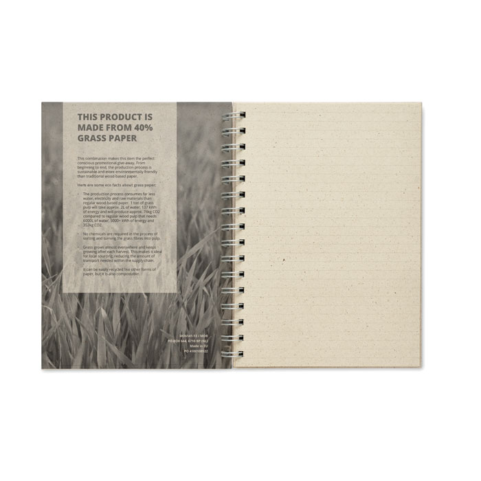 GRASS BOOK Libreta anillas A5 papel hierba - Oficina - Regalo Promocional Personalizado - imagen 5