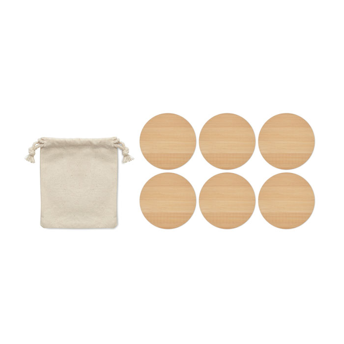 BAYIN SET Juego de 6 posavasos de bambú - Posavasos personalizados - Regalo Promocional Personalizado - vista alternativa