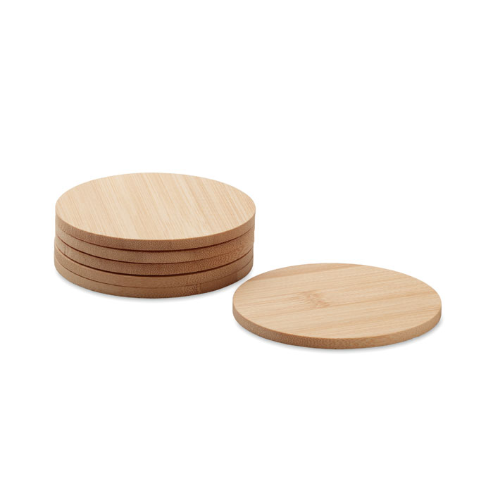 BAYIN SET Juego de 6 posavasos de bambú - Posavasos personalizados - Regalo Promocional Personalizado - imagen 3