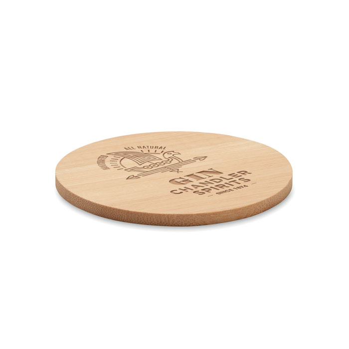 BAYIN Posavasos redondo de bambú - Posavasos personalizados - Regalo Promocional Personalizado - imagen 4
