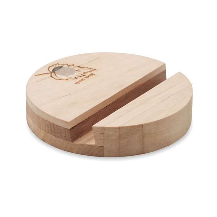 GROW ROUND STAND Soporte teléfono de abedul - Tecnología - Regalo Promocional Personalizado - imagen 3