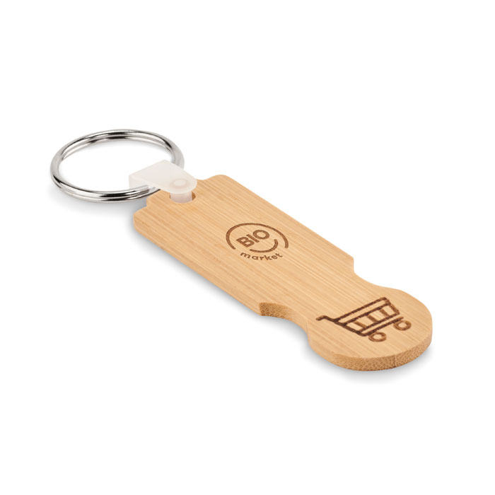 COMPRAS Llavero de bambú ficha - Llaveros, pins y chapas - Regalo Promocional Personalizado - imagen 4