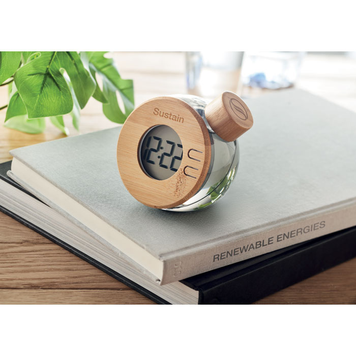 DROPPY LUX Reloj LCD de bambú por agua - Tecnología - Regalo Promocional Personalizado - imagen 4