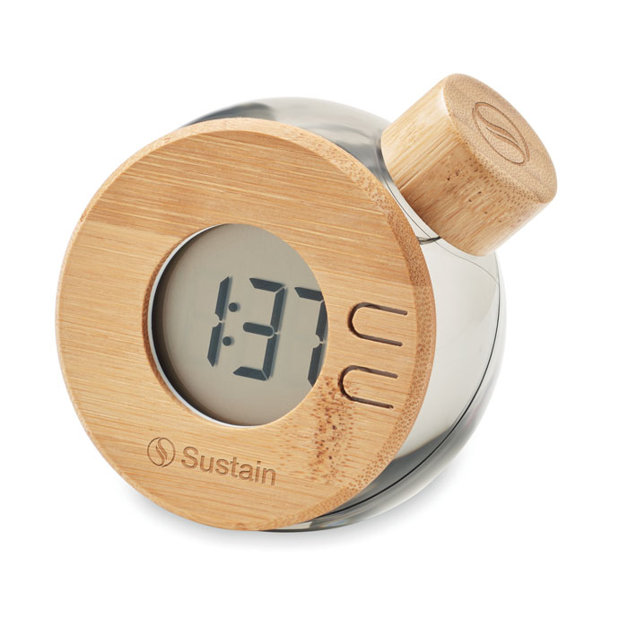 DROPPY LUX Reloj LCD de bambú por agua - Tecnología - Regalo Promocional Personalizado - imagen 3