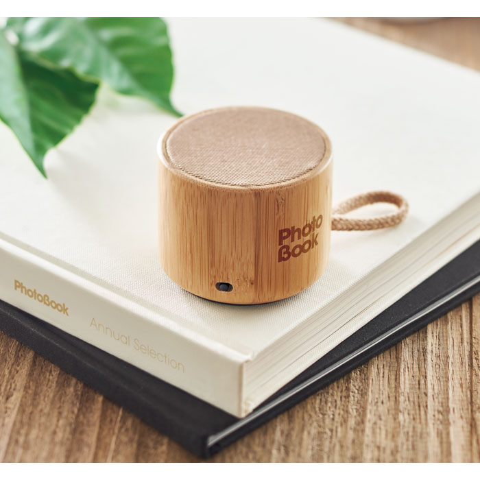 COOL Altavoz inalámb. redondo bambú - Tecnología - Regalo Promocional Personalizado - imagen 3
