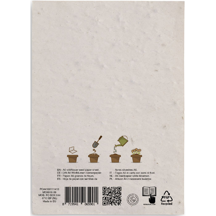 ASIDO Hoja A6 de papel con semillas - Oficina - Regalo Promocional Personalizado - vista alternativa