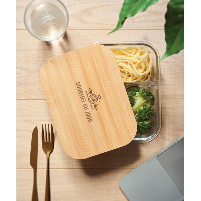 TUNDRA 3 Fiambrera vidrio tapa de bambú - Viaje - Regalo Promocional Personalizado - imagen 5
