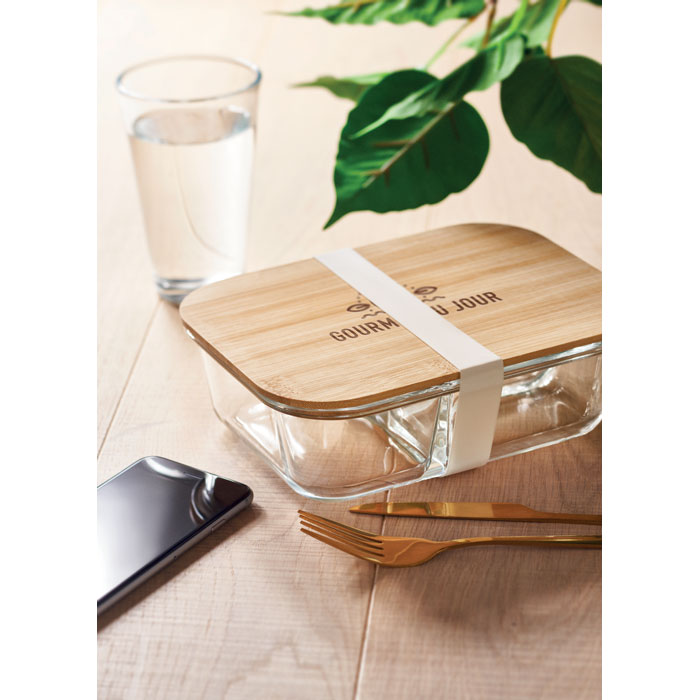 TUNDRA 3 Fiambrera vidrio tapa de bambú - Viaje - Regalo Promocional Personalizado - imagen 4