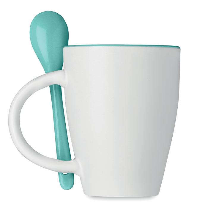 DUAL Taza bicolor con cuchara 250 ml - Tazas y vasos personalizados - Regalo Promocional Personalizado - vista alternativa