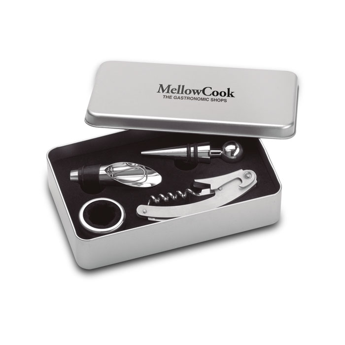 WINORY Set de vino en caja de metal - Set de vino - Regalo Promocional Personalizado - imagen 4