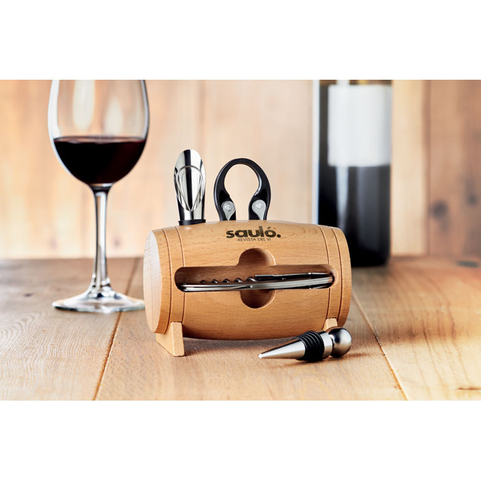 BOTA Set de vino y soporte de madera - Set de vino - Regalo Promocional Personalizado - imagen 4