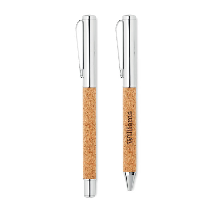 QUERCUS Set bolígrafo y roller corcho - Set de escritura personalizados - Regalo Promocional Personalizado - imagen 5