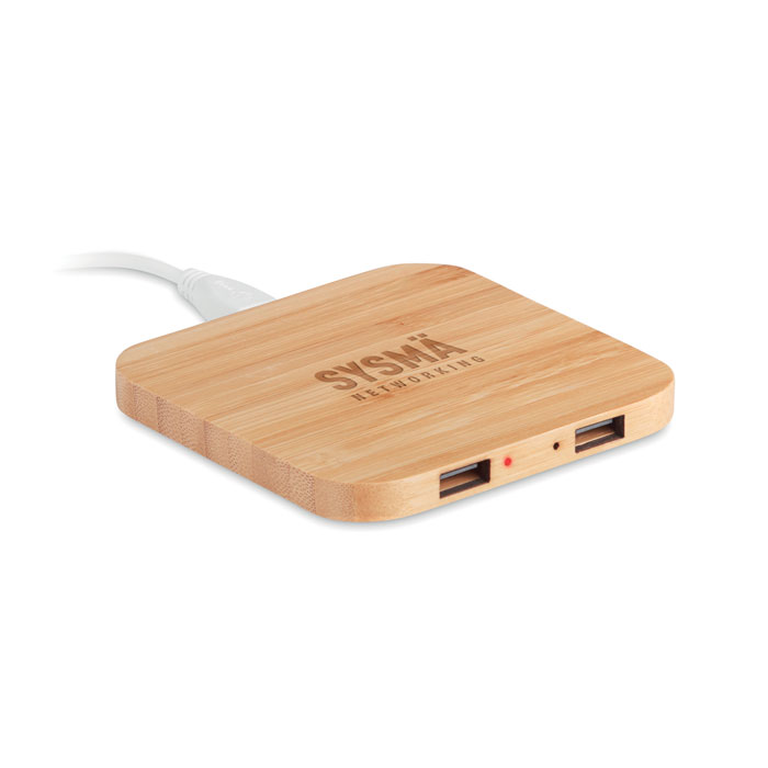 Cargador inalámbrico de bambú Cuadro - Tecnología - Regalo Promocional Personalizado - imagen 3