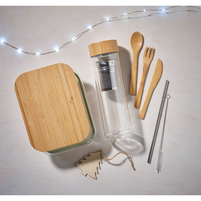TUNDRA LUNCHBOX Fiambrera vidrio y tapa bambú - Hogar - Regalo Promocional Personalizado - imagen 5