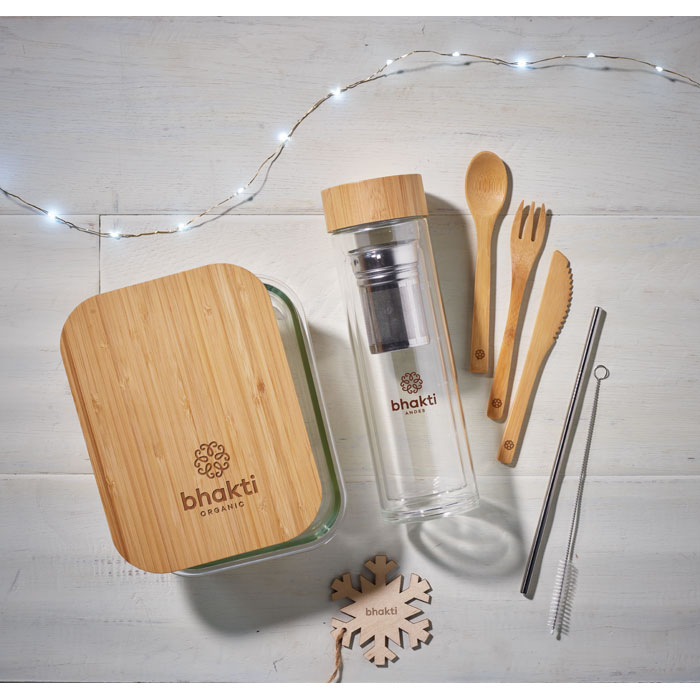 TUNDRA LUNCHBOX Fiambrera vidrio y tapa bambú - Hogar - Regalo Promocional Personalizado - imagen 4